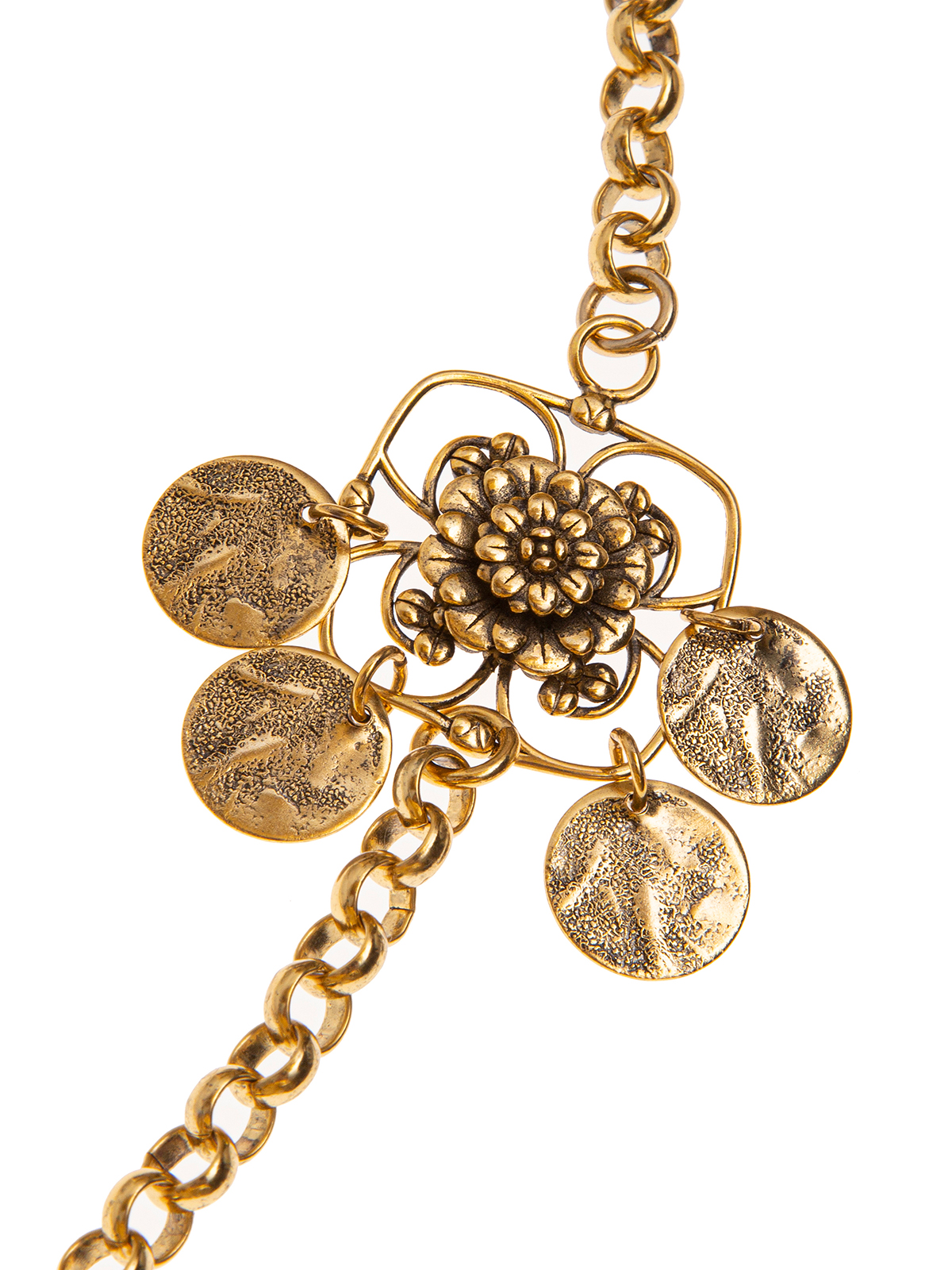 Chain necklace with filigrees and metal flowers
