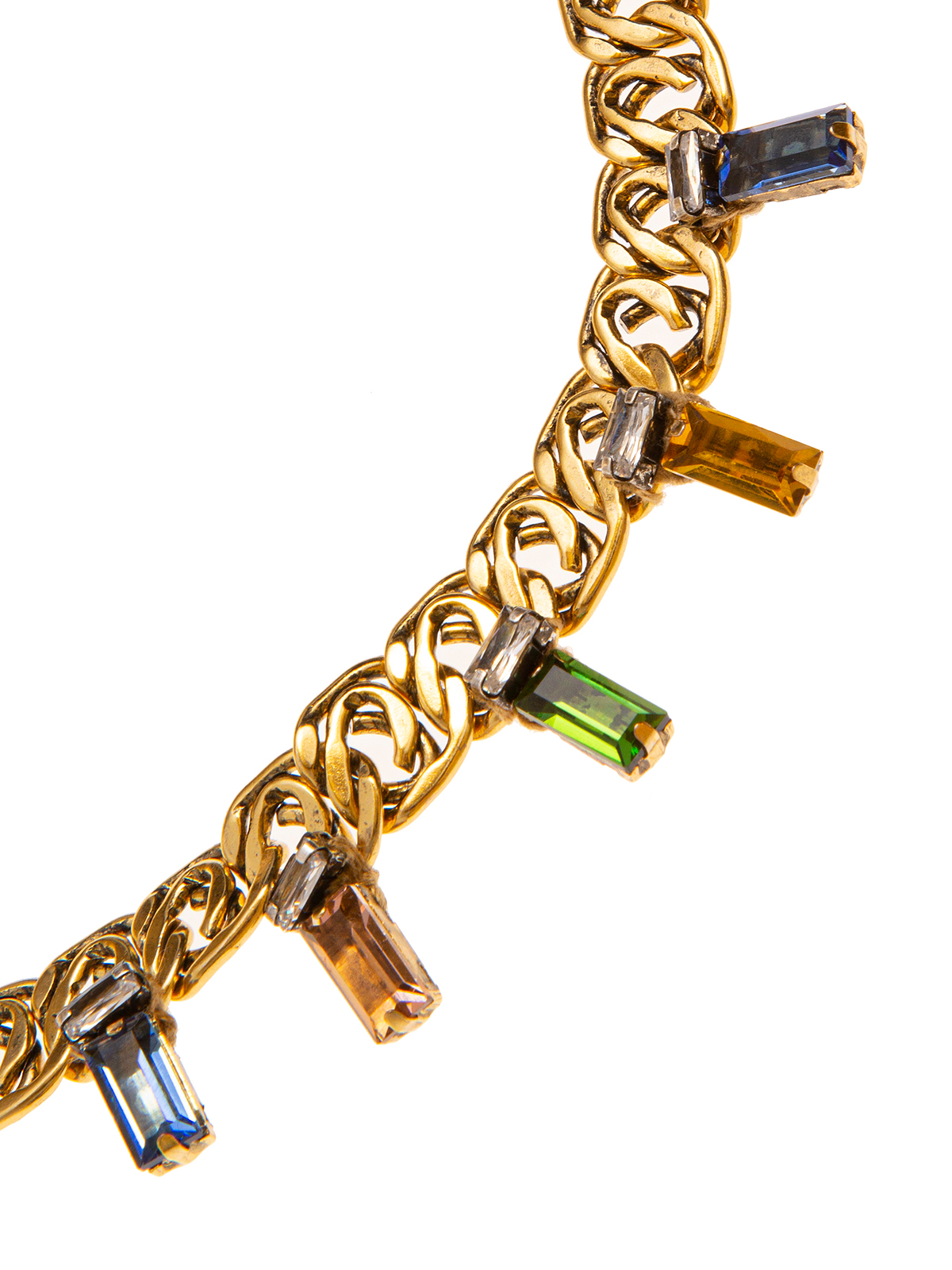 Chain necklace embellished with colored stones