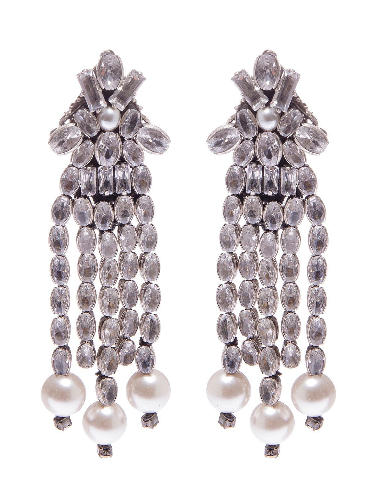 Crystal and pearl cascade earrings