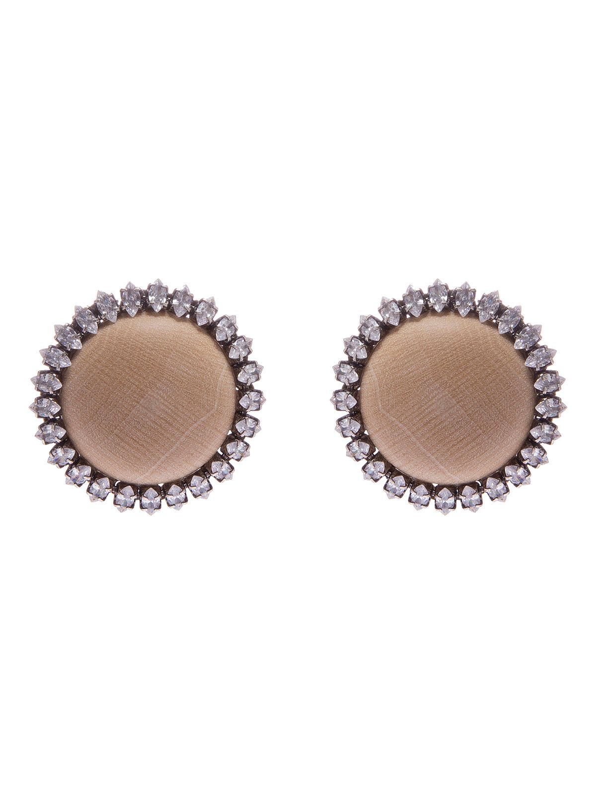 Wood cabochon earrings with crystals