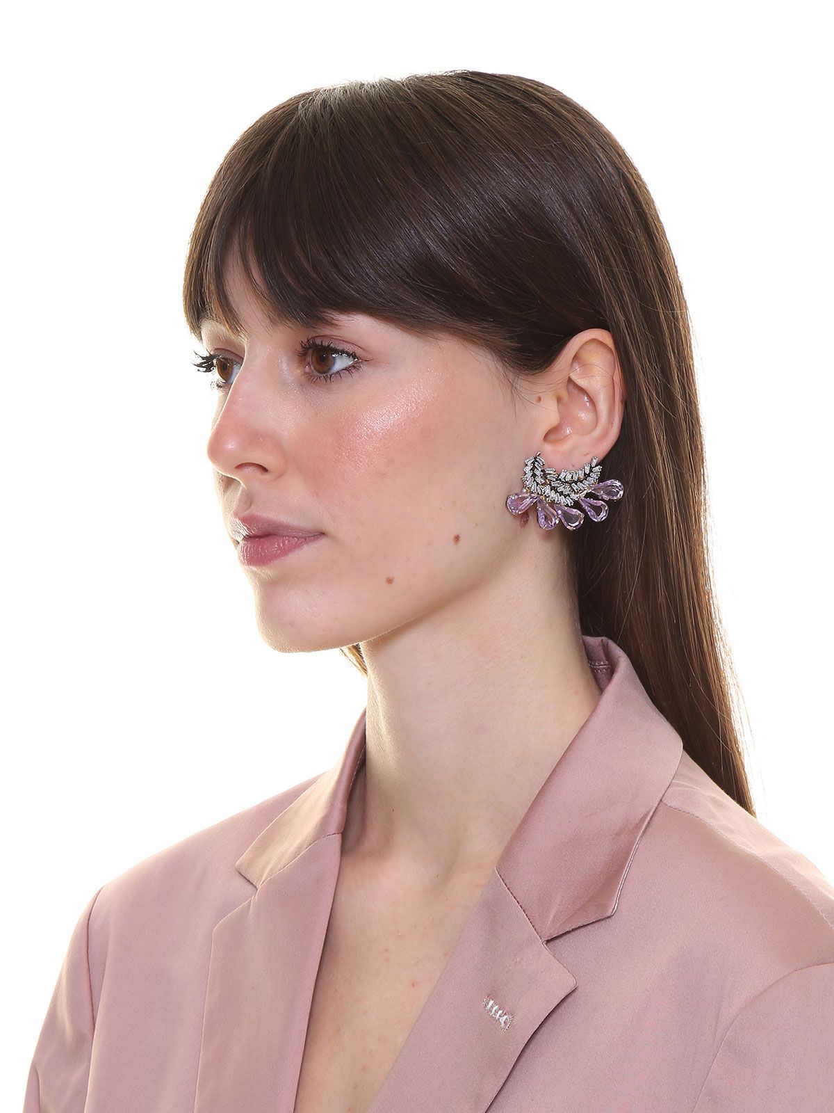  Stone earrings with bunch of baguettes and glass drops