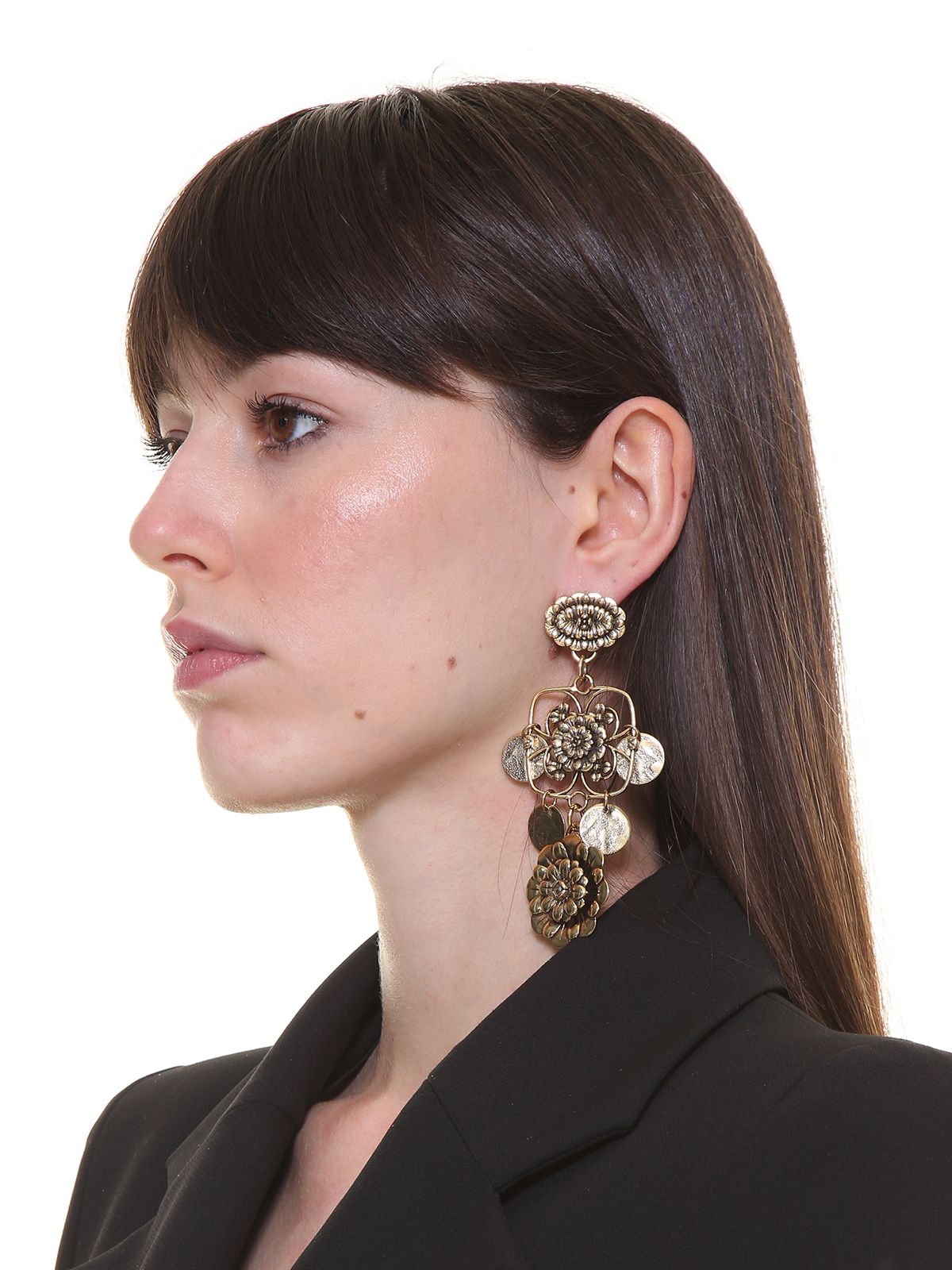 Pendent flower and filigree earrings 