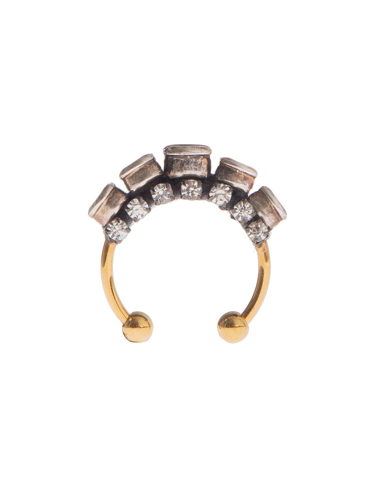 Brass ring embellished with crystal oval stones
