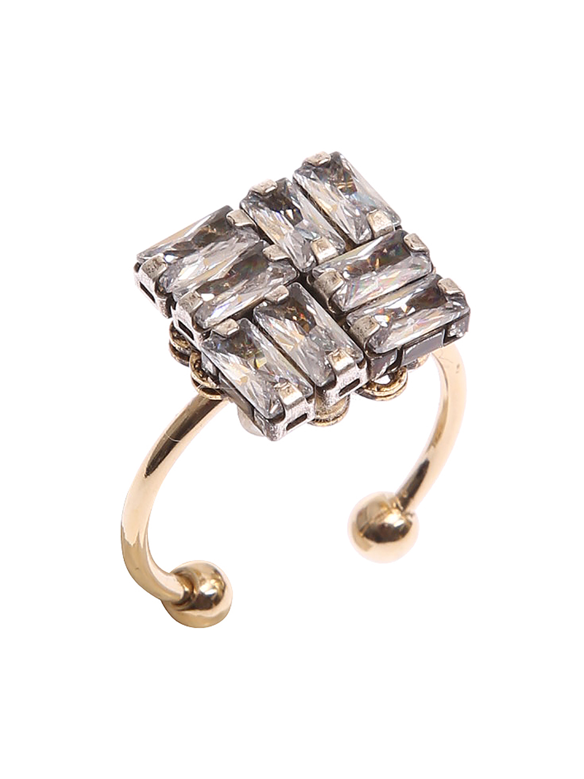 Ring with square crystal decoration