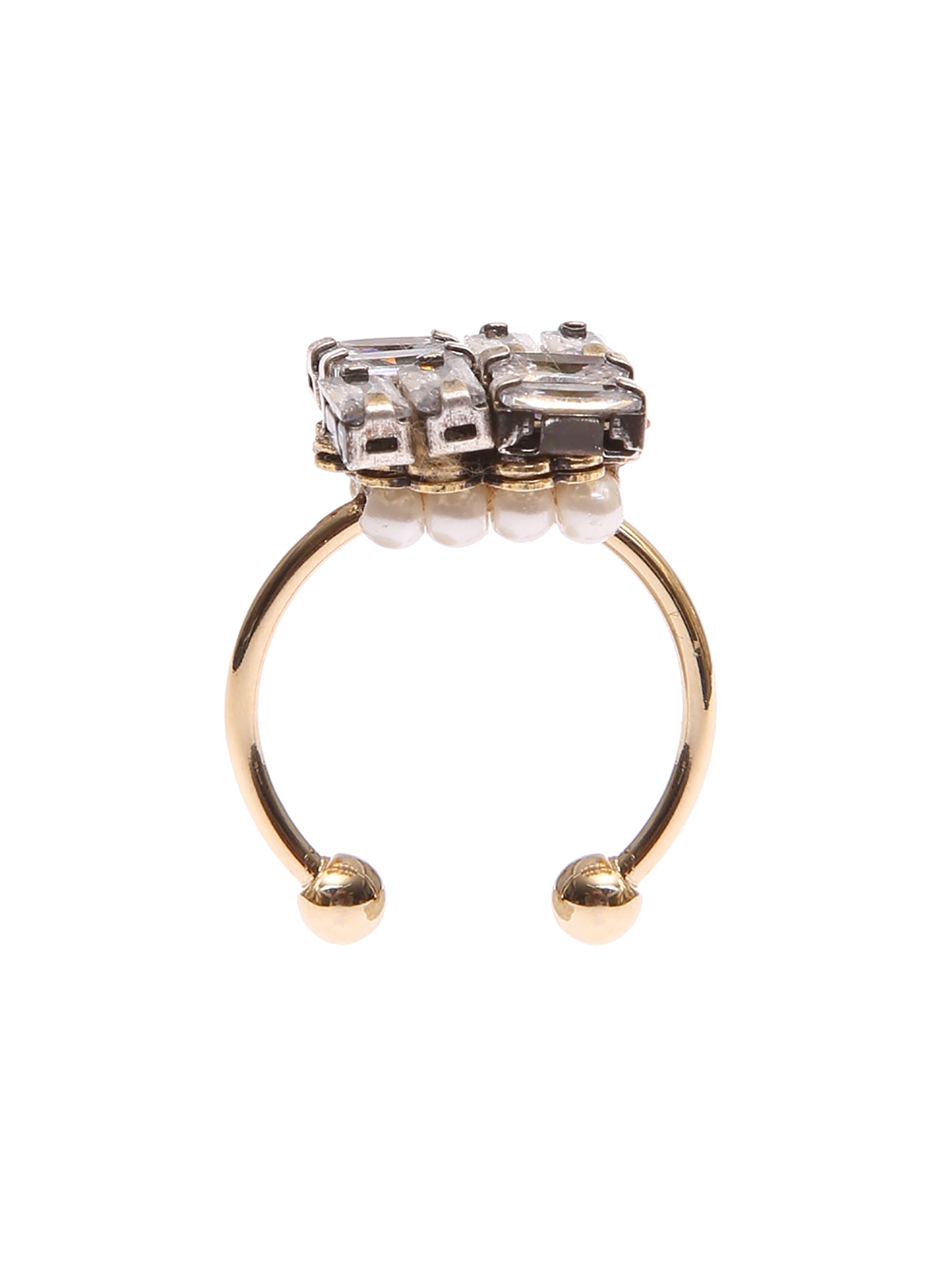 Ring with square crystal decoration