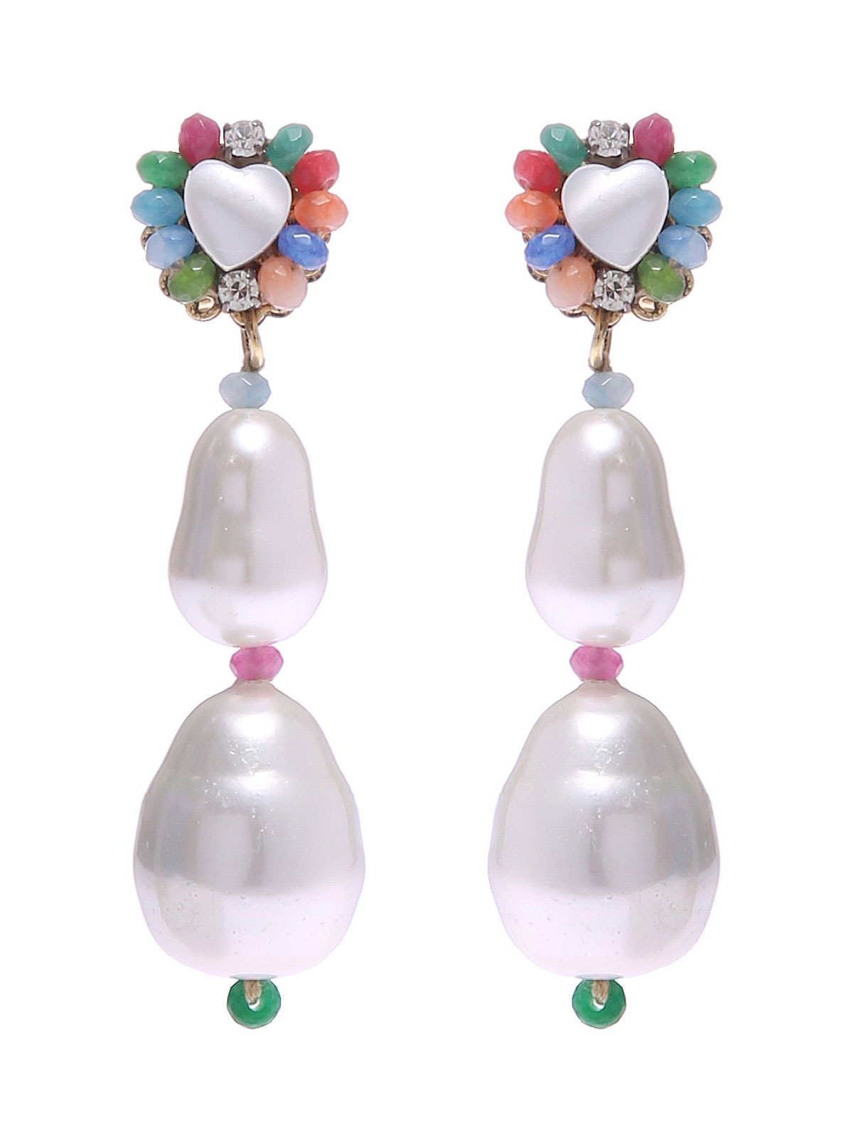 Jade earrings and motherofpearl heart stone