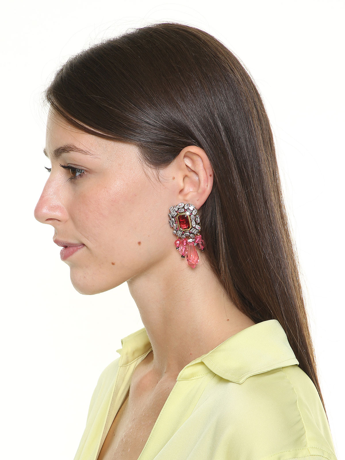 Earrings with plexiglass beads and drop