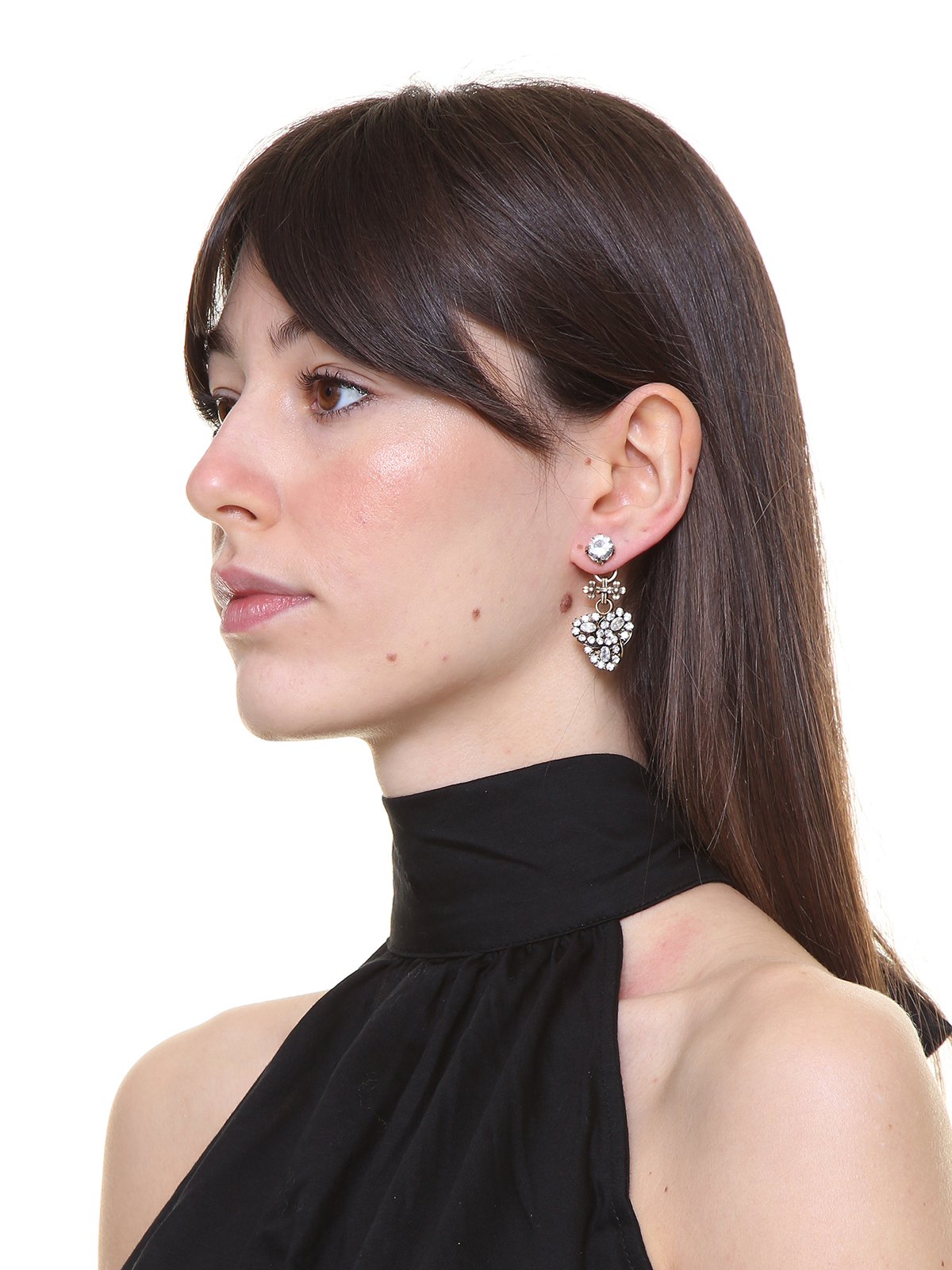 Pendent earrings with crystal petals