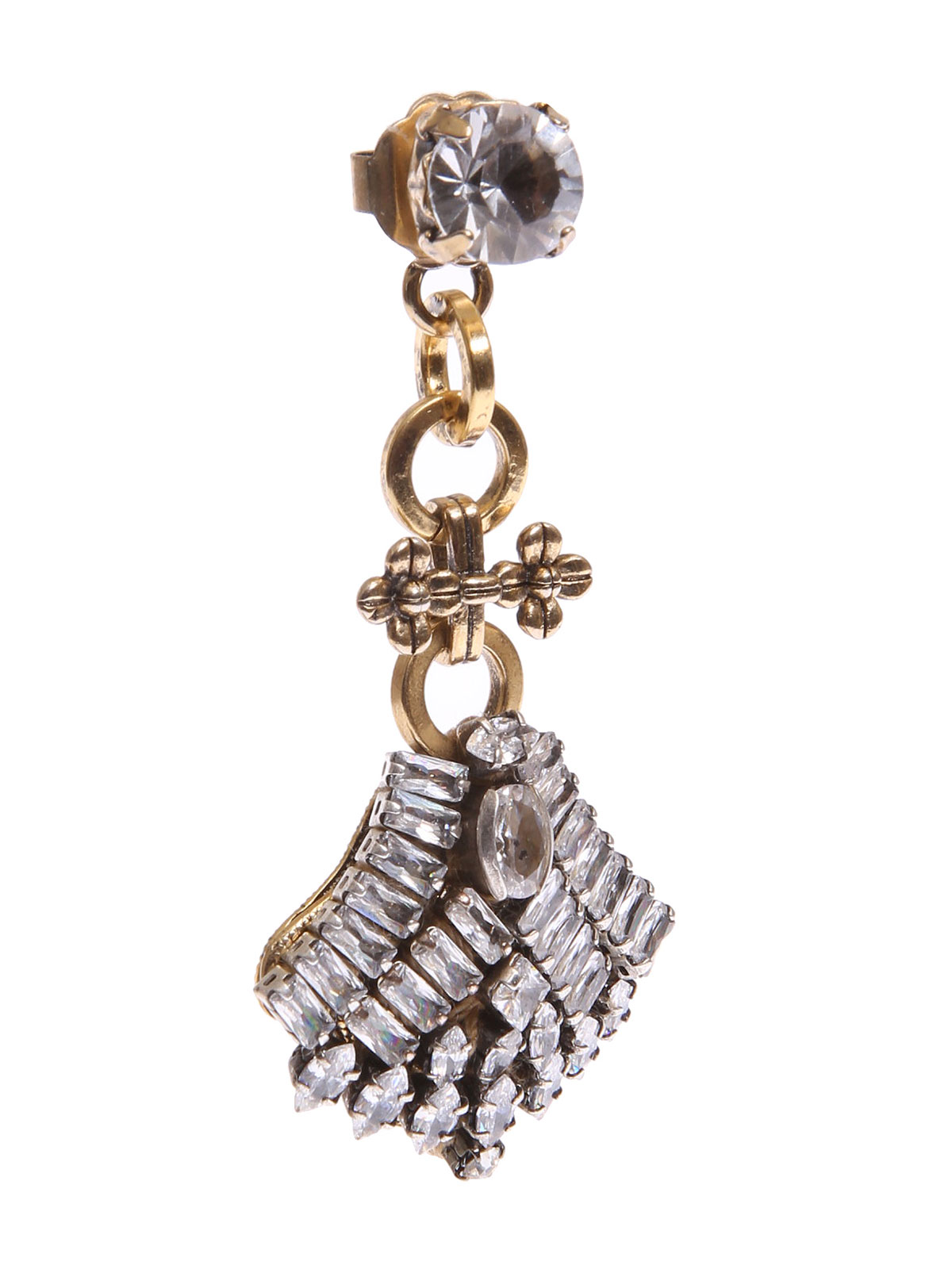 Stone earrings with jewel fan pendant 