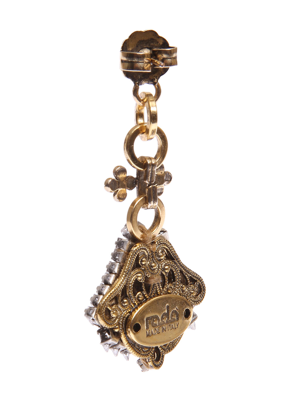Stone earrings with jewel fan pendant 