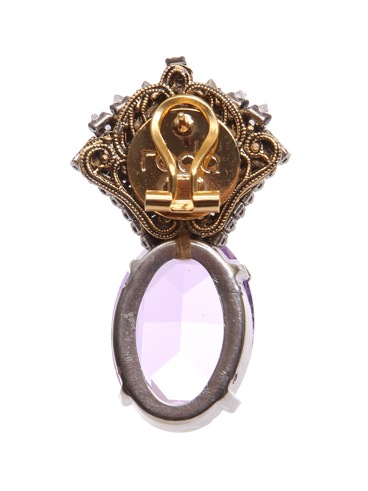 Jewel fan earrings with oval stone