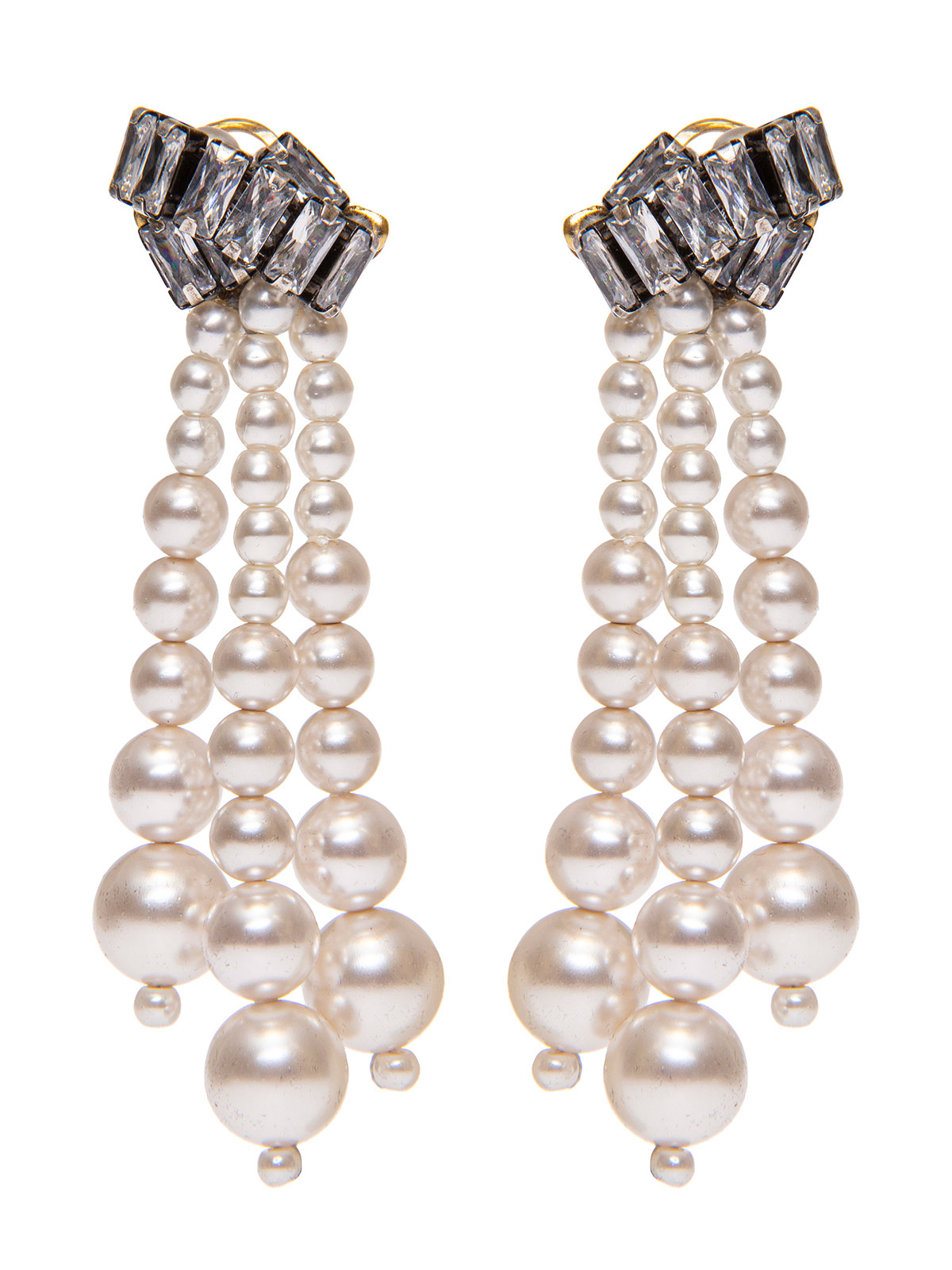 Crystal earrings with pendent pearls