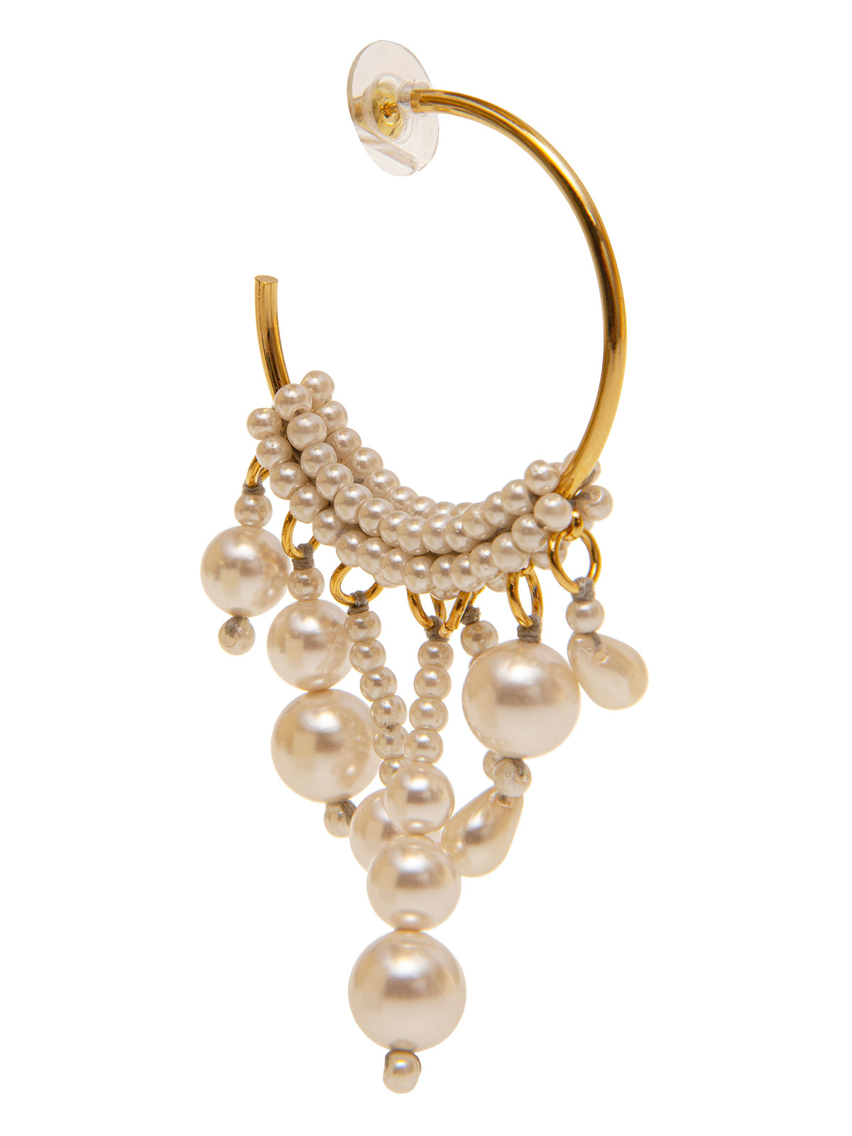 Hoop earrings with pendent beads and pearls
