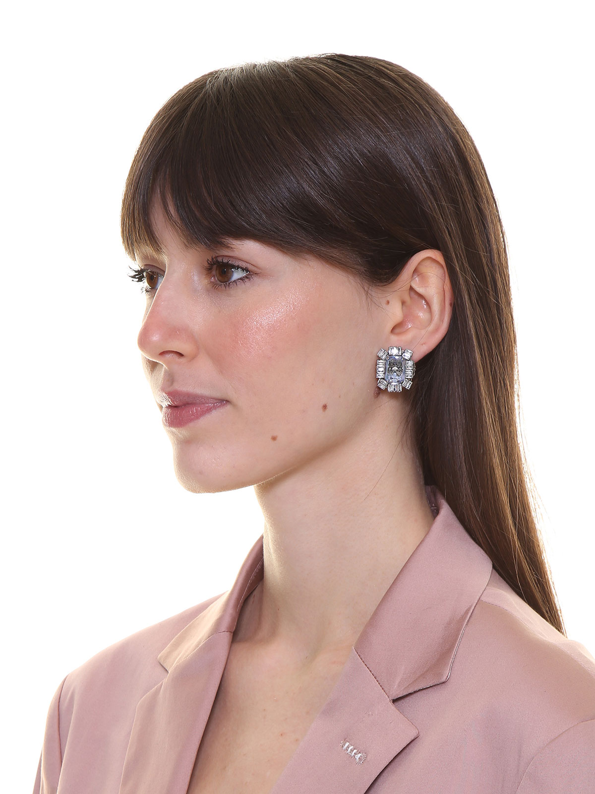 Stone earrings with crystal decoration 