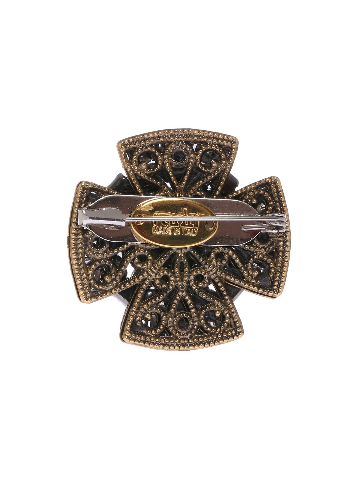 Cross brooch with aries and crystals