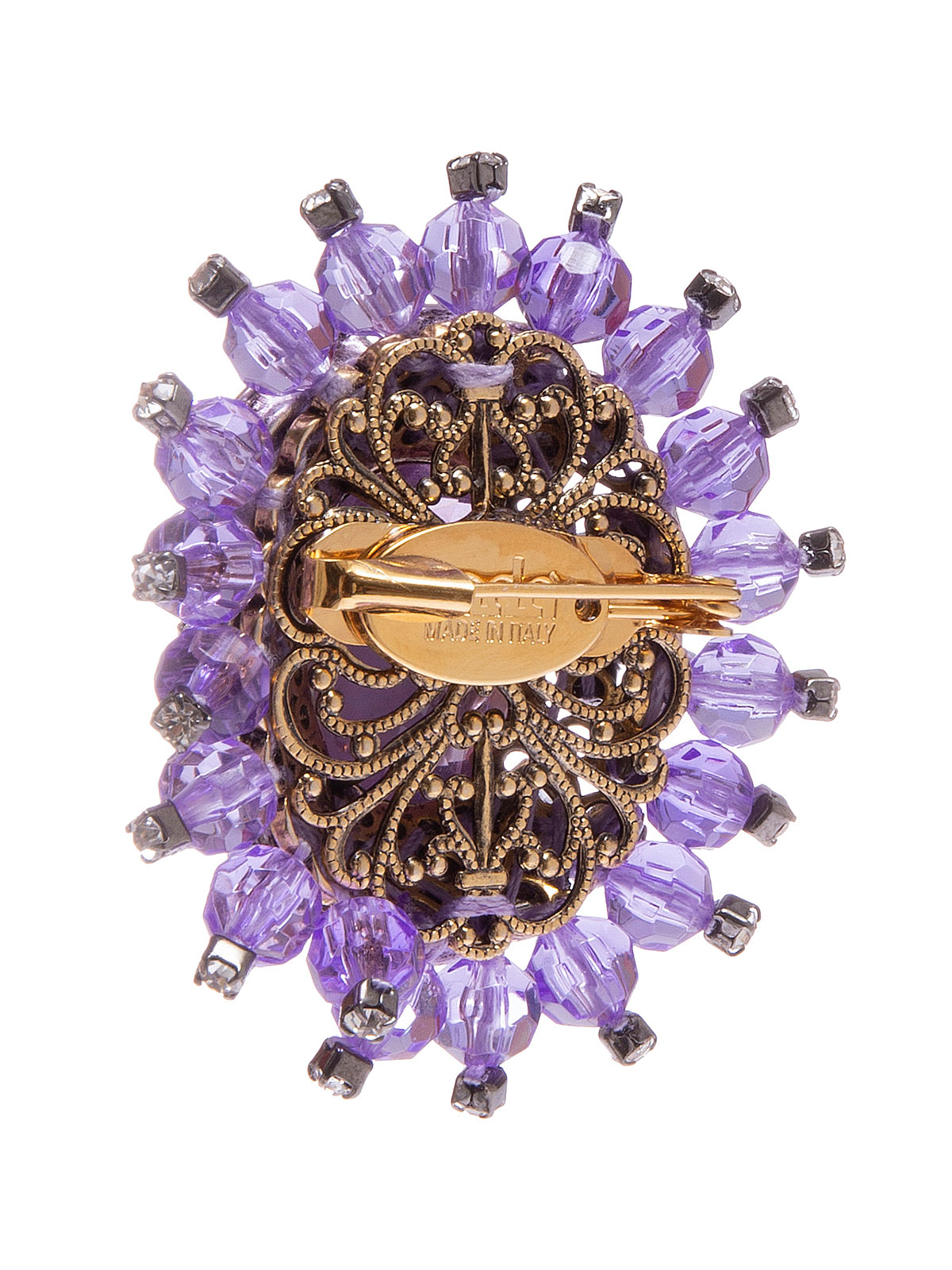 Oval brooch with plexiglass beads