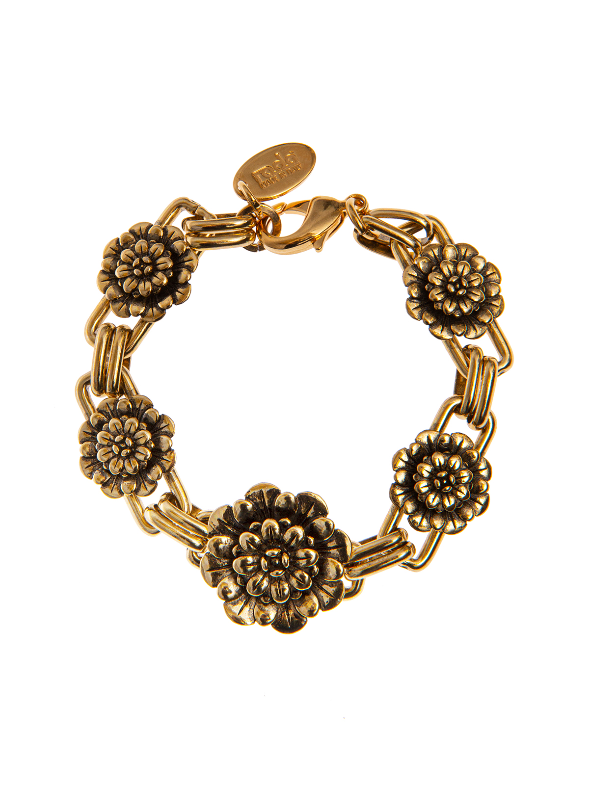 Chain bracelet with metal flowers 