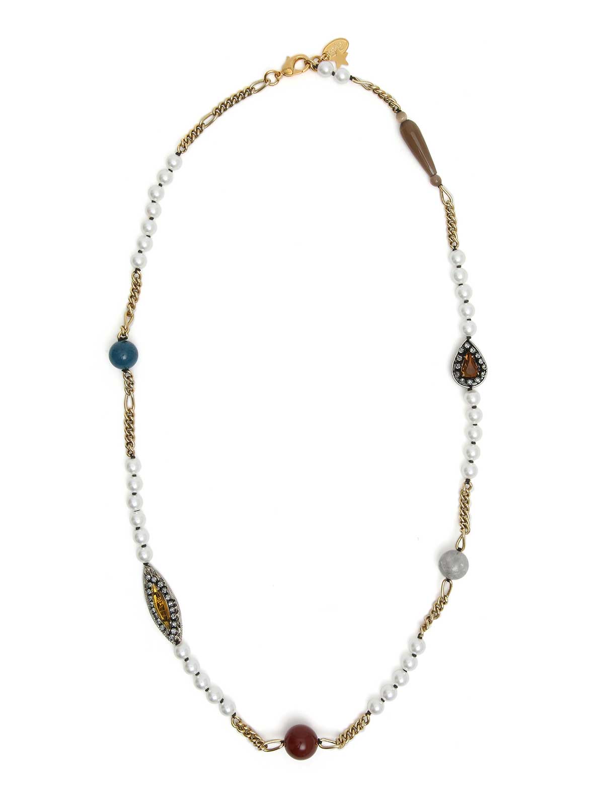Collana perle e catena decorata con sfere