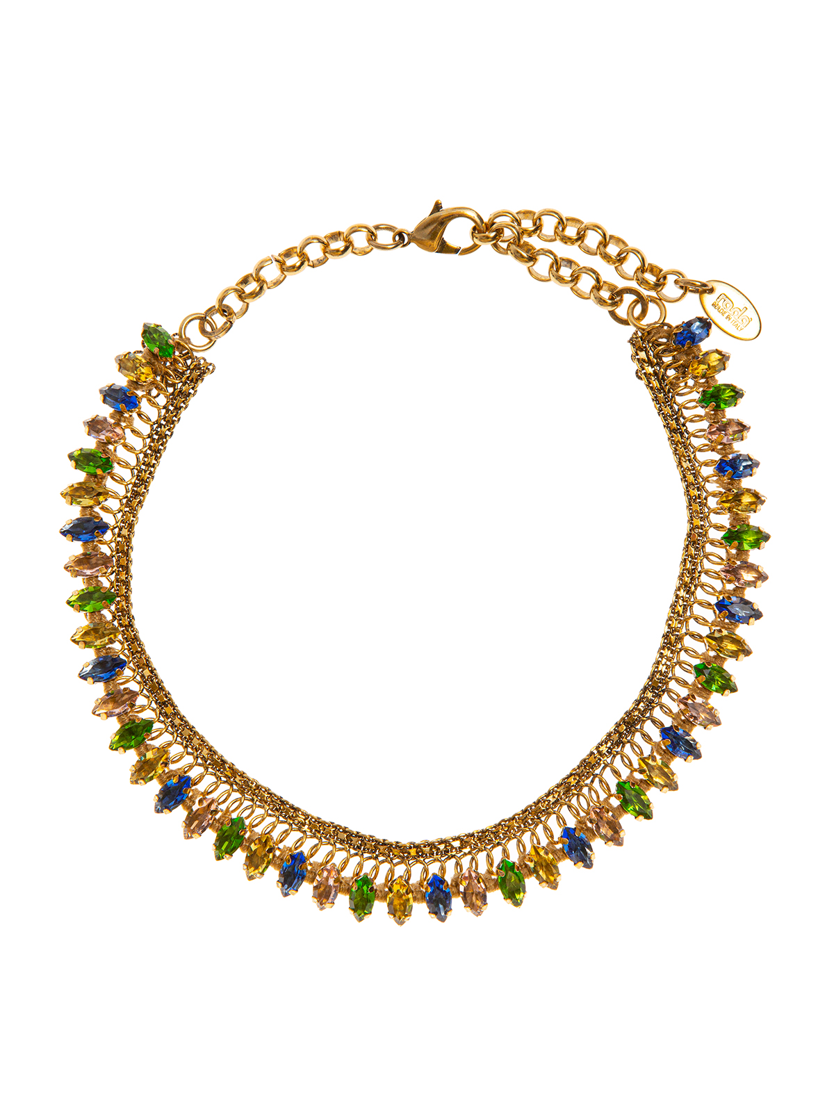 Chain necklace embellished with multicolor stones
