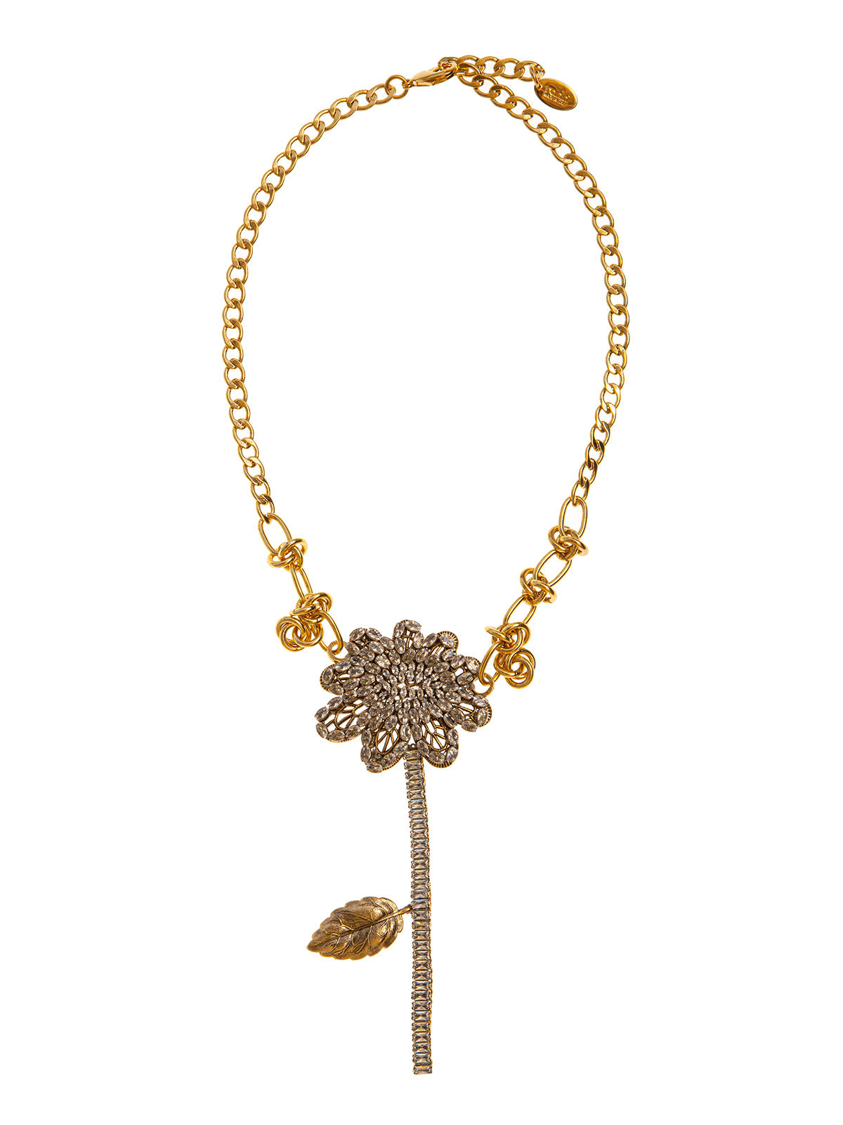 Chain necklace with central crystal flower