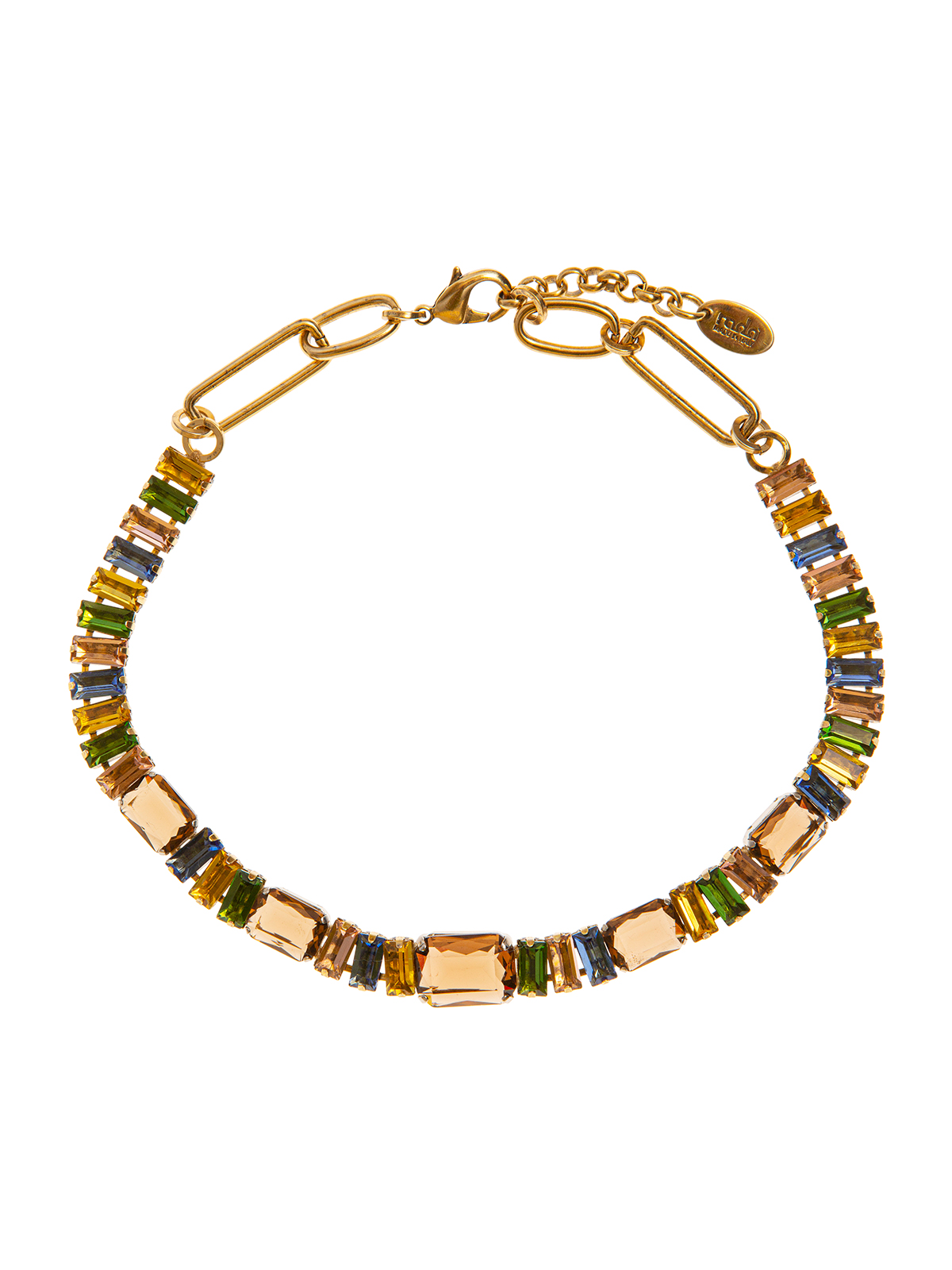 Mixed chain necklace embellished with multicolor stones
