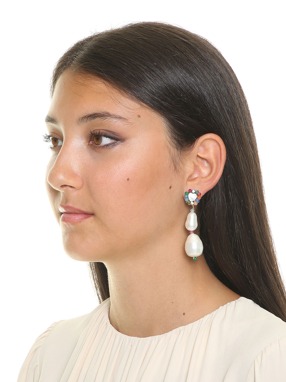 Jade earrings and motherofpearl heart stone