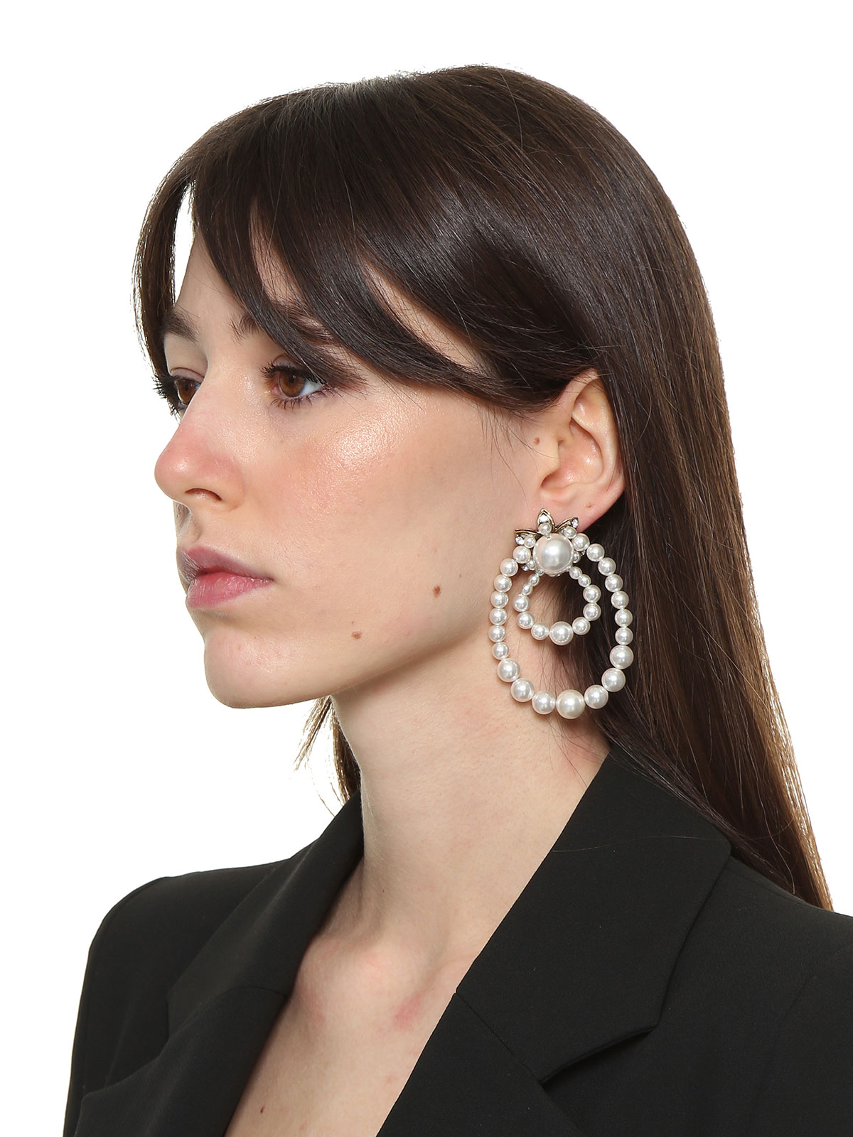 Crystal earrings with pearl hoops 