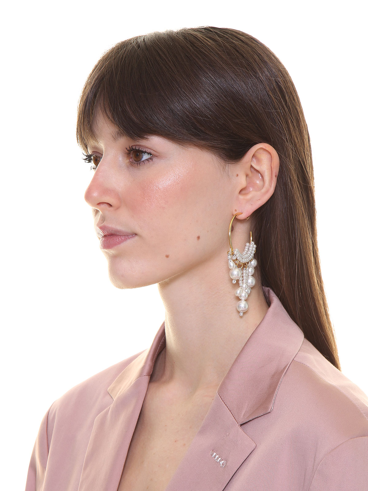Hoop earrings with pendent beads and pearls