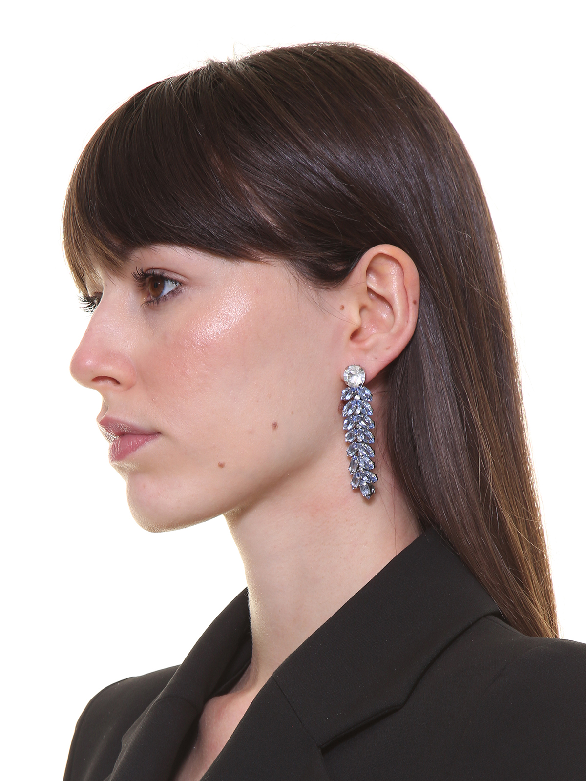 Pendent stone cluster earrings