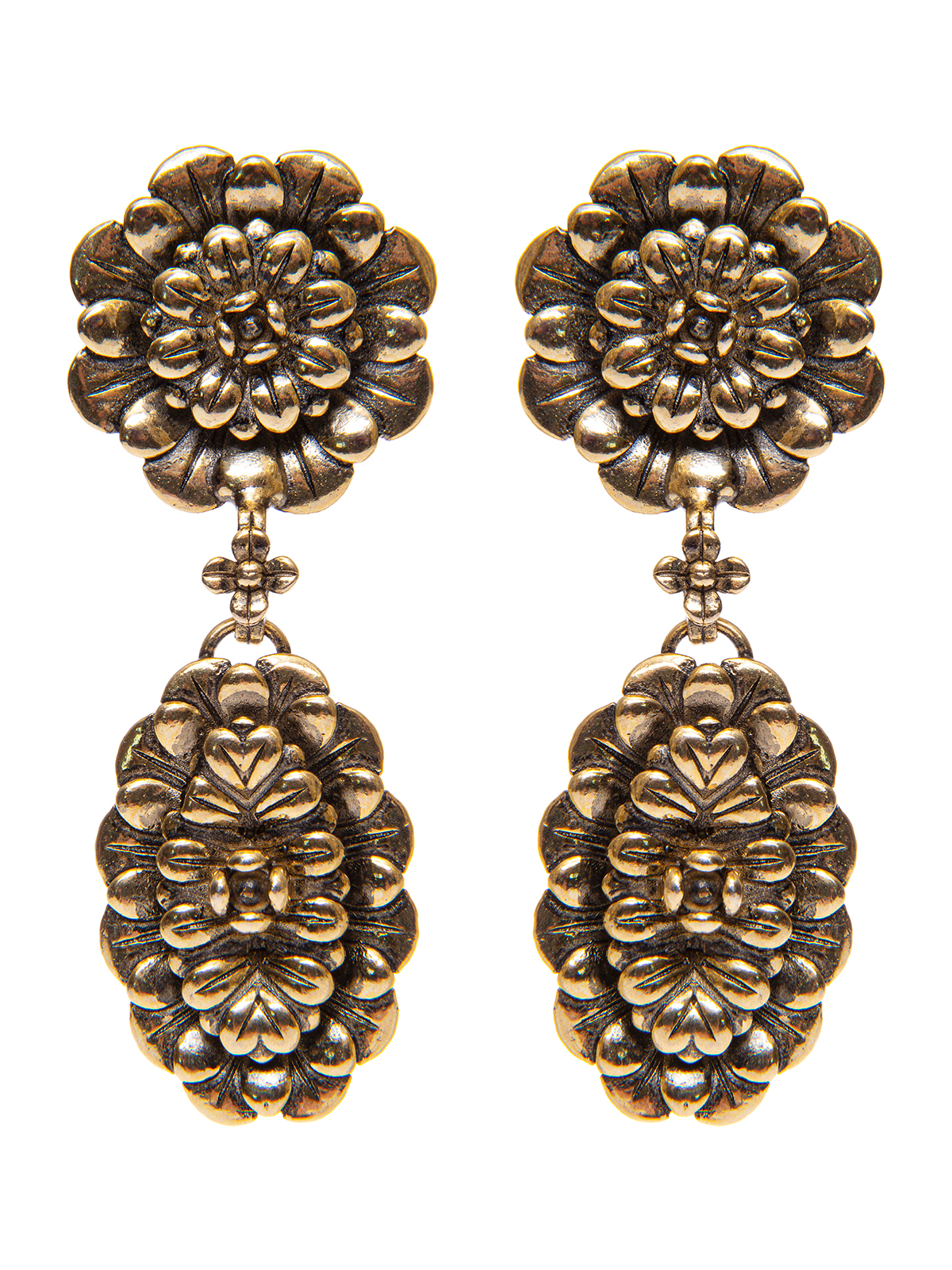 Pendent metal flower earrings 