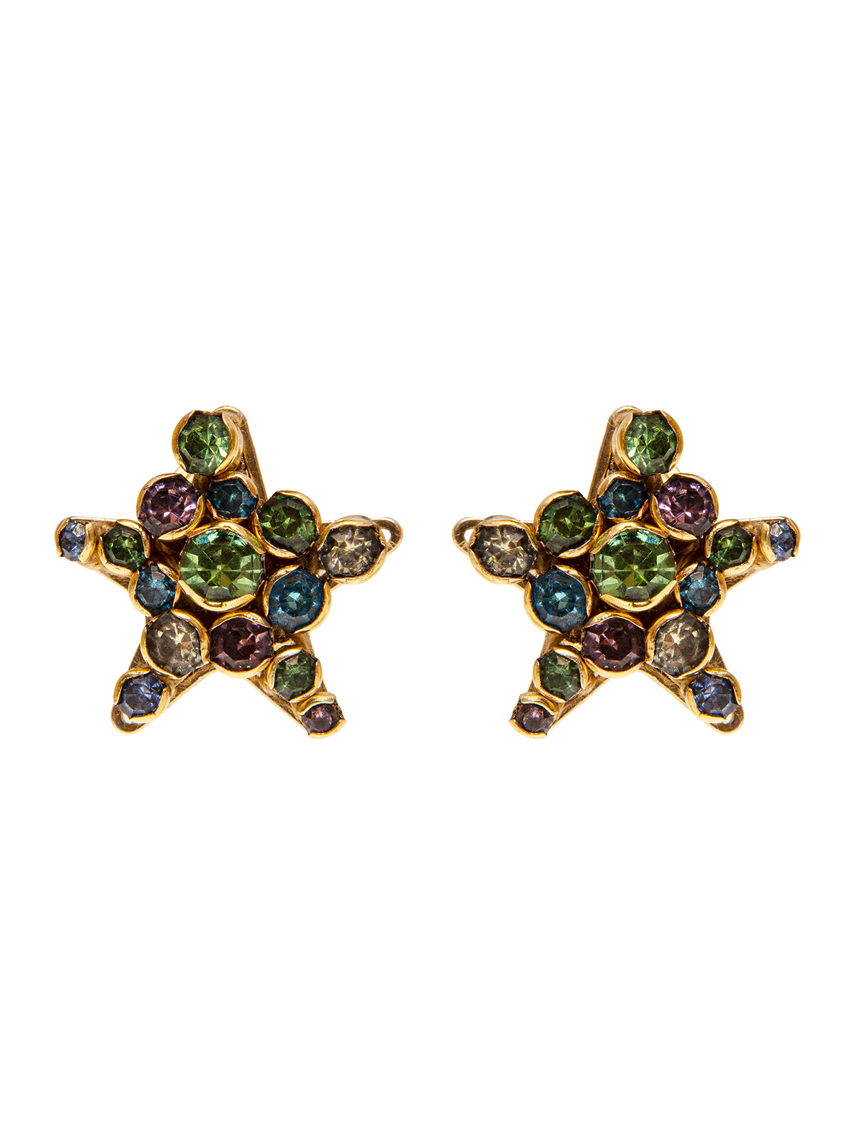 Star earrings embellished with multicolor stones