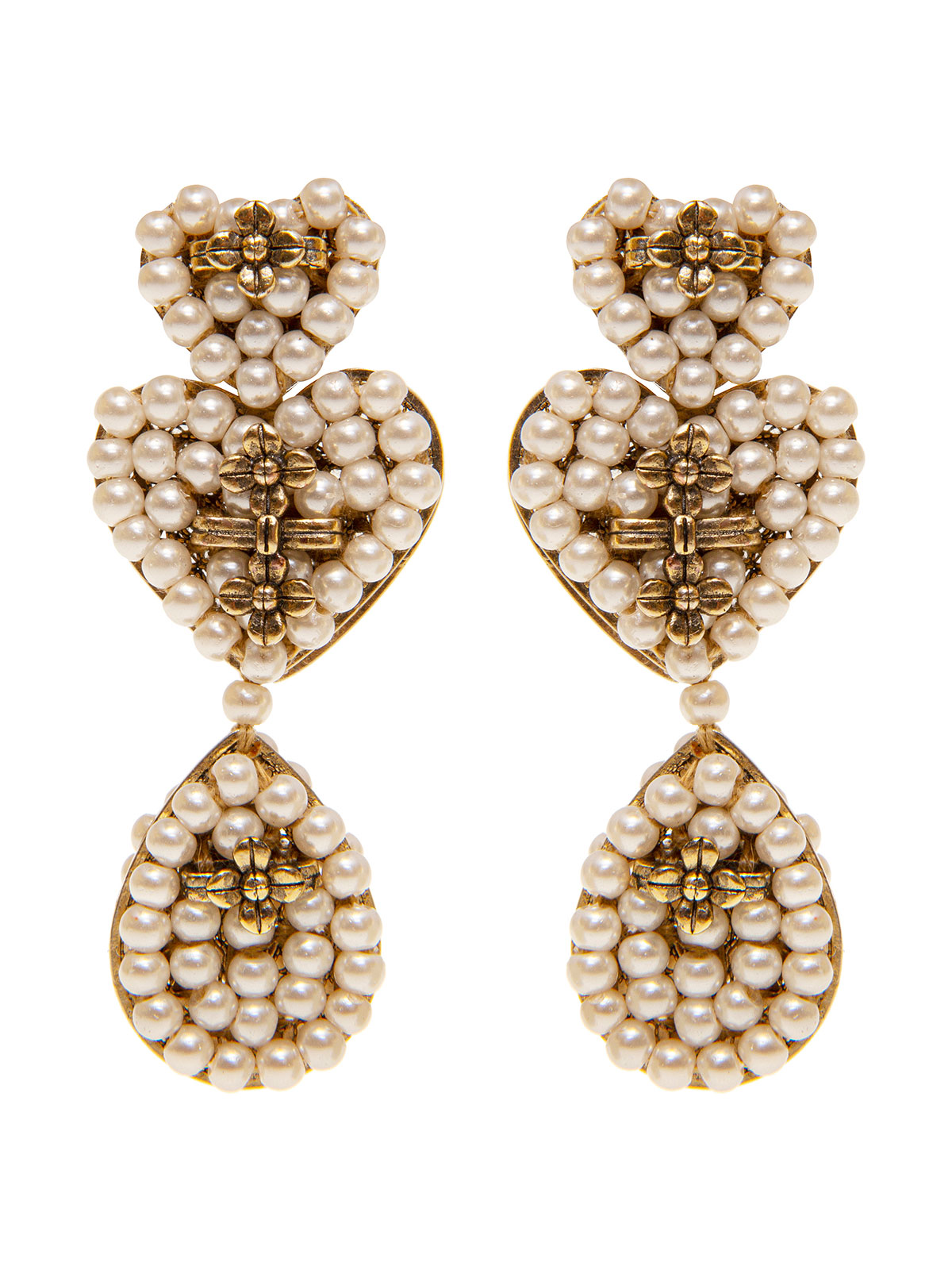 Pendent beaded heart earrings 